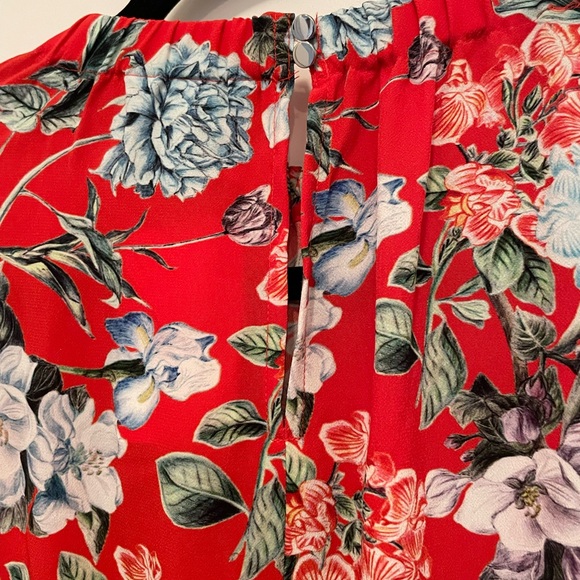 H&M Red Floral Midi Dress NWT Size 14 - Picture 5 of 6